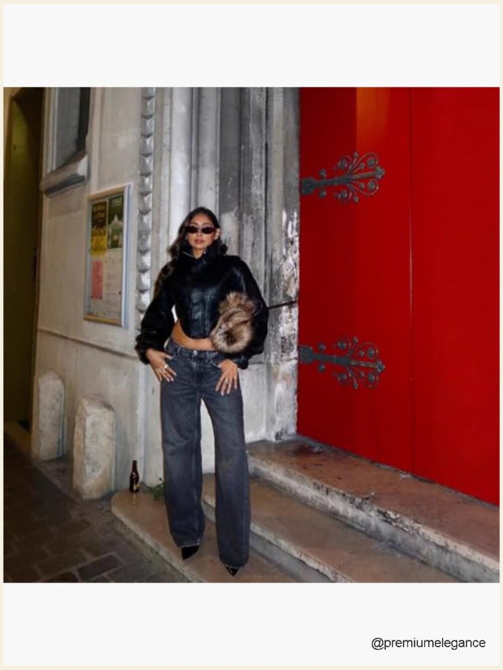 Faux Leather Crop Bomber Jacket Zip Up Motorcycle Y2K Streetwear - Picture 4 of 7